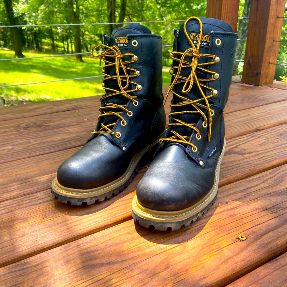 Carolina Steel Toe Waterproof Logger Boot, black Sz 9.5, worn once